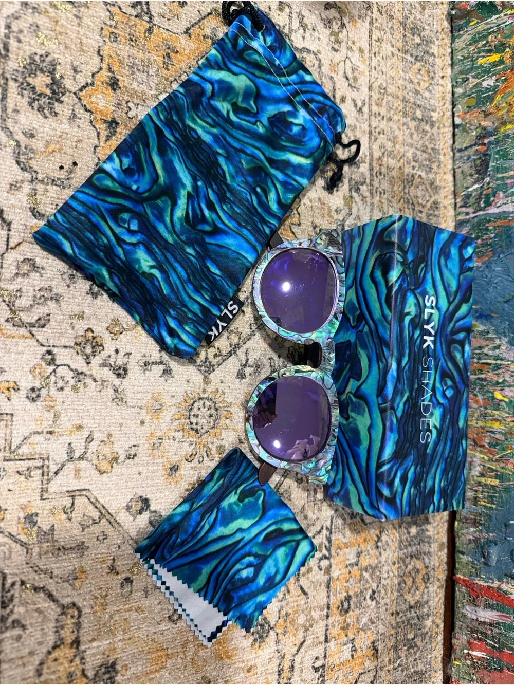SLYK Shades Blue Marble Round Sunglasses new